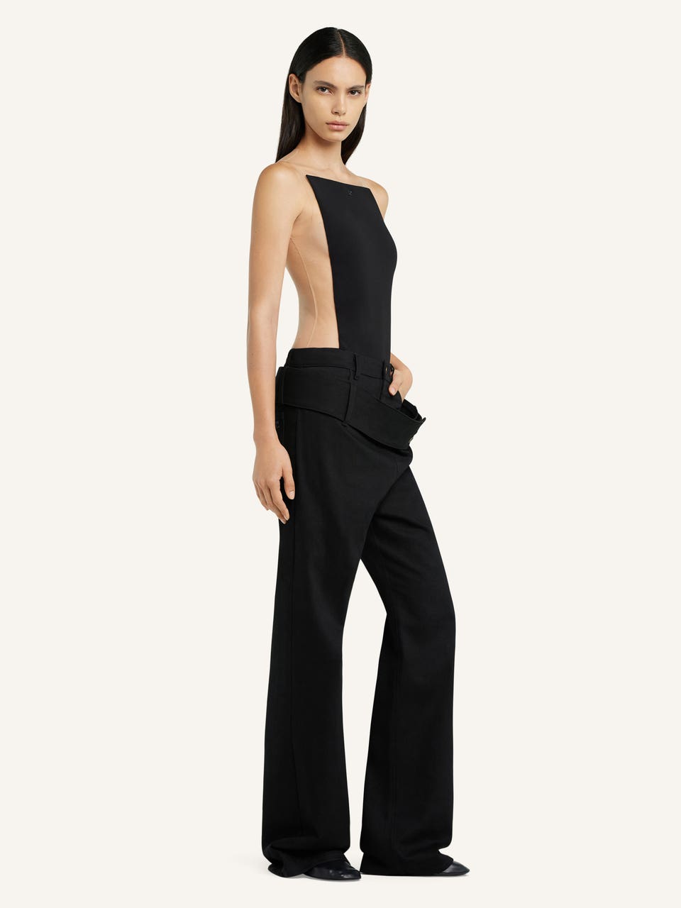 Courrèges PANTALON EN DENIM CEINTURE DOUBLE