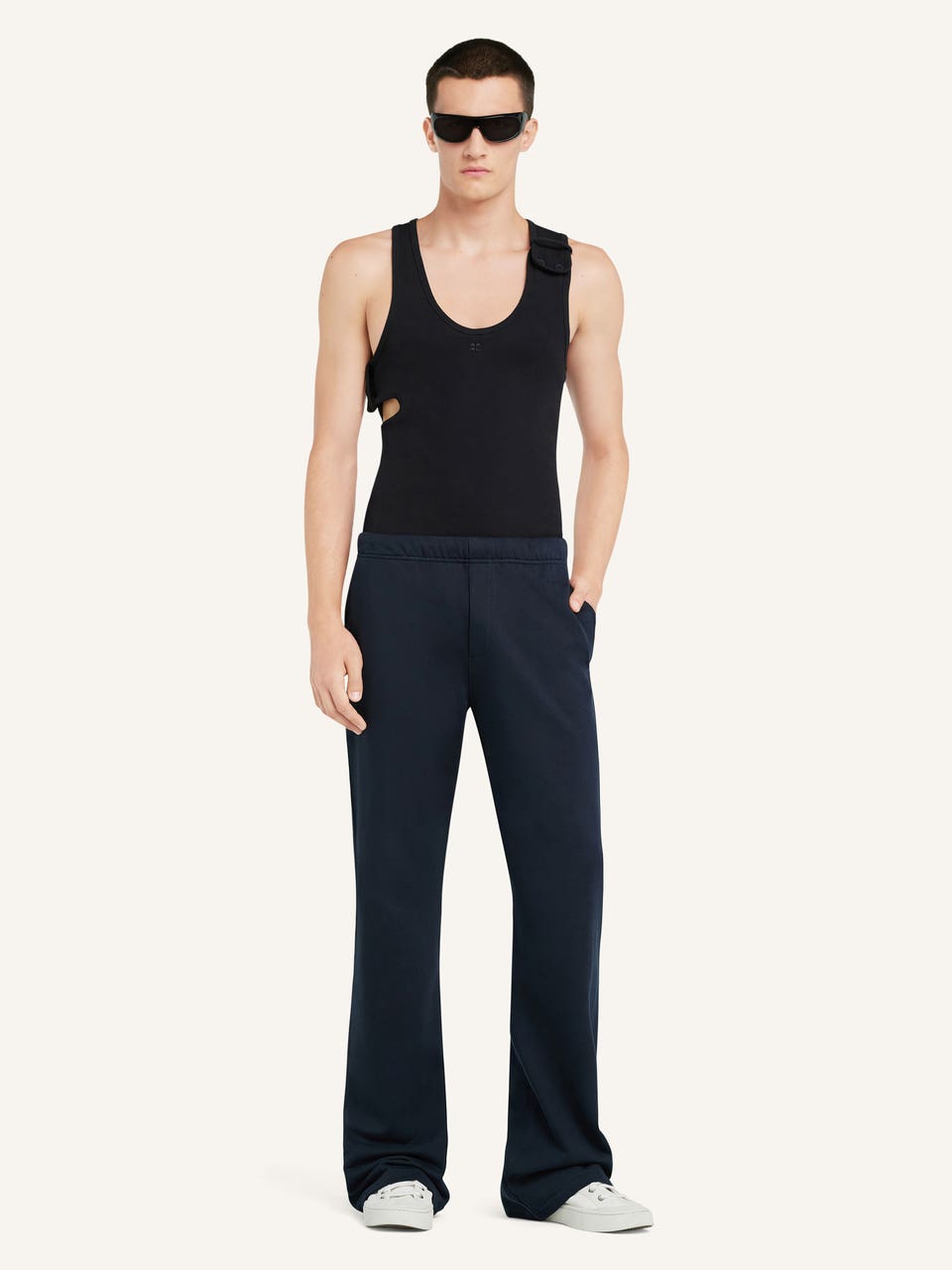 Courrèges PANTALON EN MOLLETON BRODÉ
