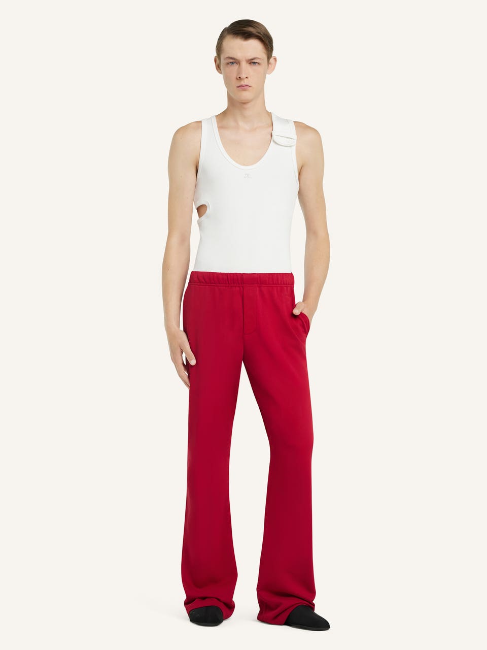 Courrèges PANTALON EN MOLLETON BRODÉ