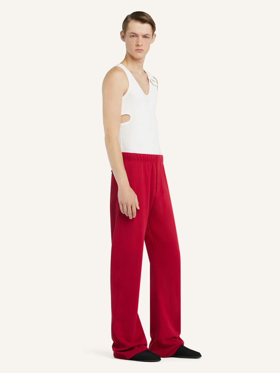 Courrèges PANTALON EN MOLLETON BRODÉ