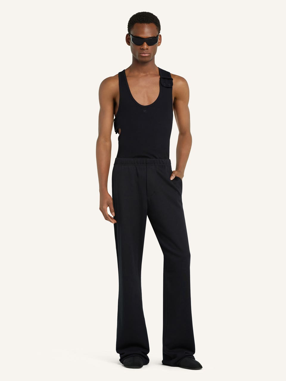 Courrèges PANTALON EN MOLLETON BRODÉ