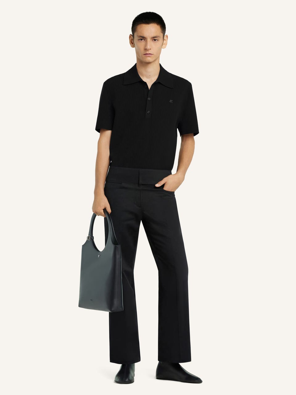 Courrèges POLO EN MAILLE CÔTELÉE