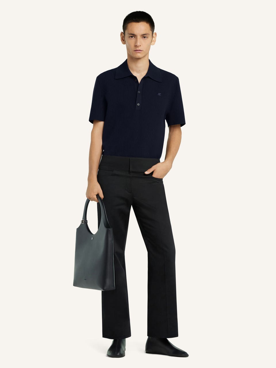 Courrèges POLO EN MAILLE CÔTELÉE