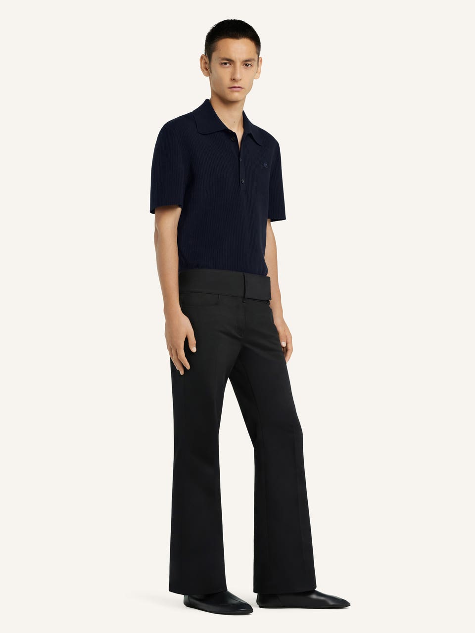 Courrèges POLO EN MAILLE CÔTELÉE