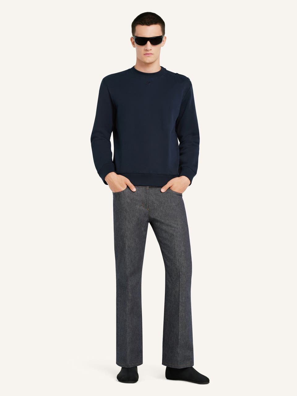 Courrèges PULL EN MOLLETON BOUTONNÉ À L'ÉPAULE