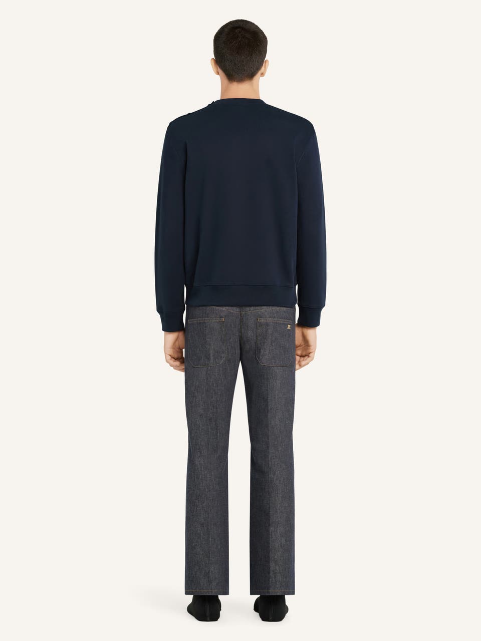 Courrèges PULL EN MOLLETON BOUTONNÉ À L'ÉPAULE