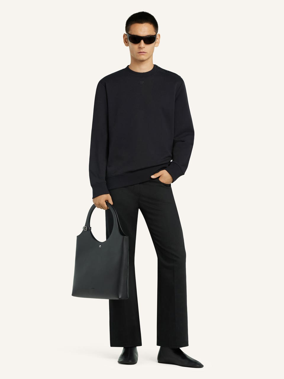 Courrèges PULL EN MOLLETON BOUTONNÉ À L'ÉPAULE