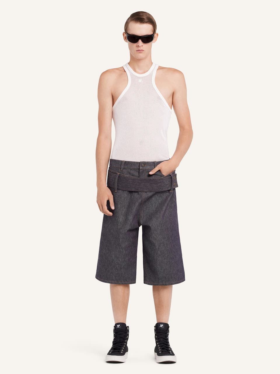 Courrèges SHORT CEINTURÉ EN DENIM