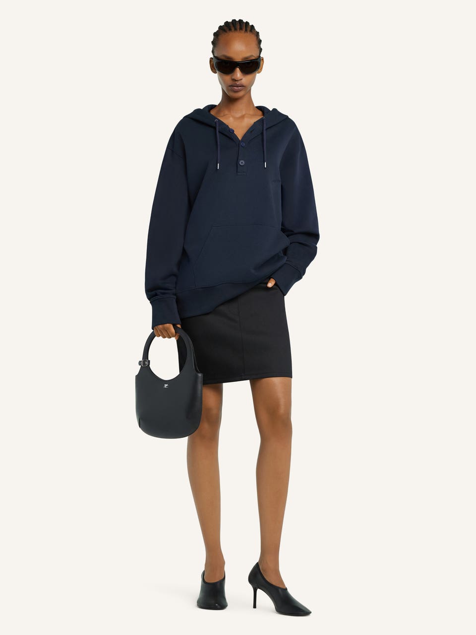 Courrèges SWEAT À CAPUCHE BOUTONNÉ