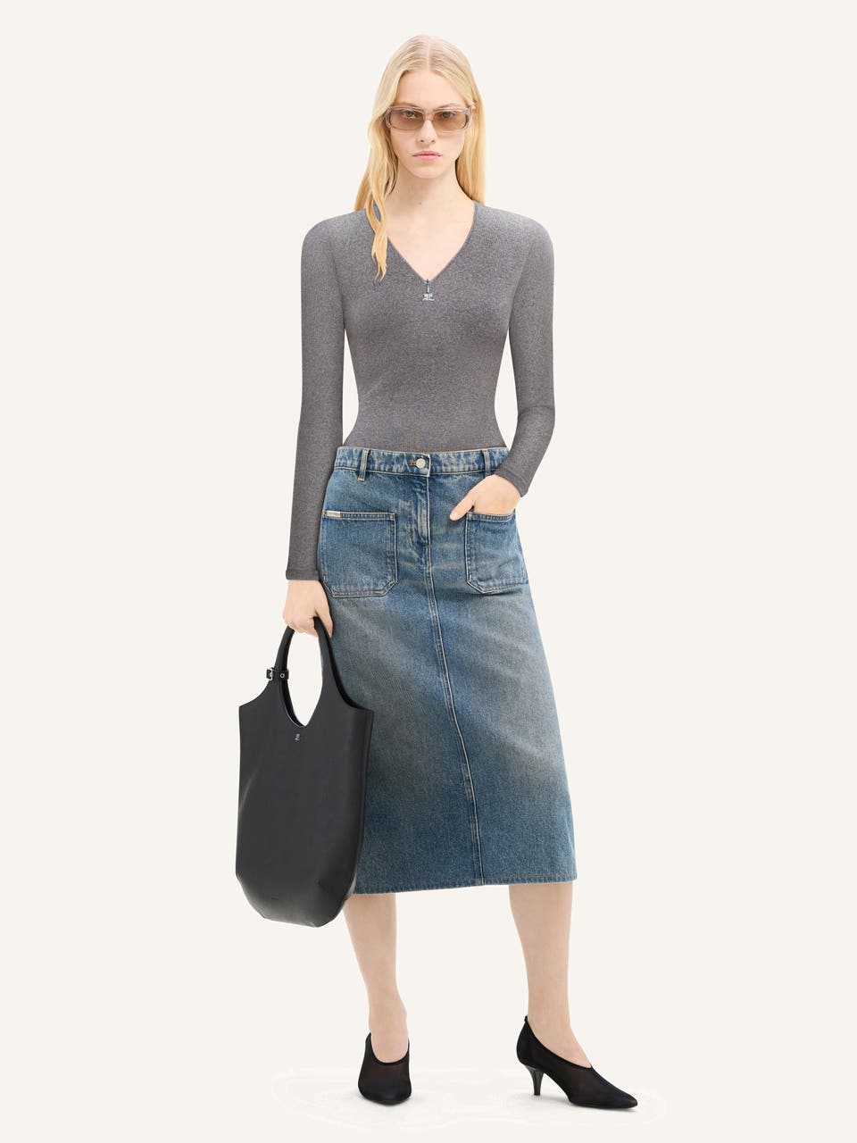 Courrèges T-SHIRT COL ZIPPÉ 90'S