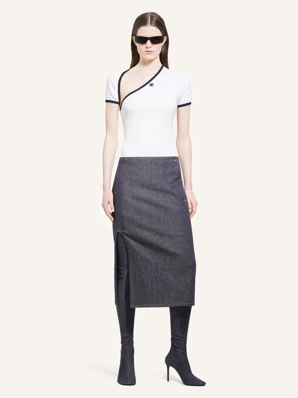 Courrèges T-SHIRT CONTRASTE SLASH