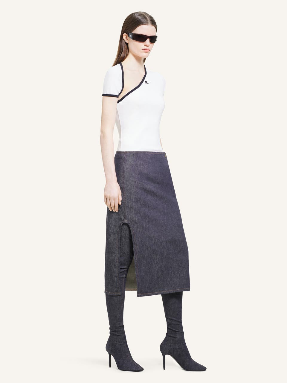 Courrèges T-SHIRT CONTRASTE SLASH