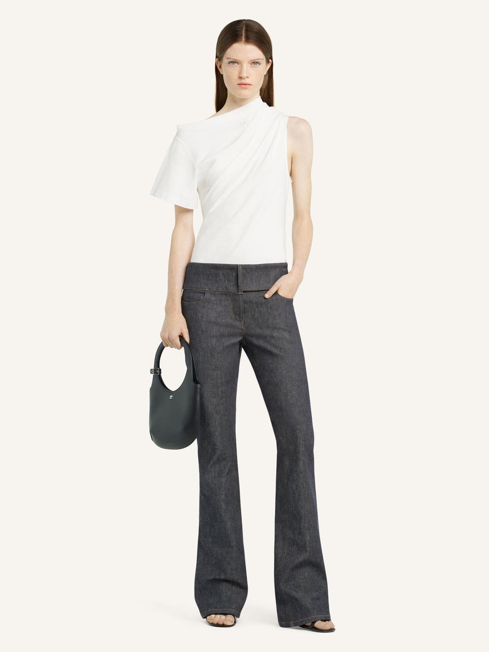 Courrèges T-SHIRT DRAPÉ ASYMÉTRIQUE