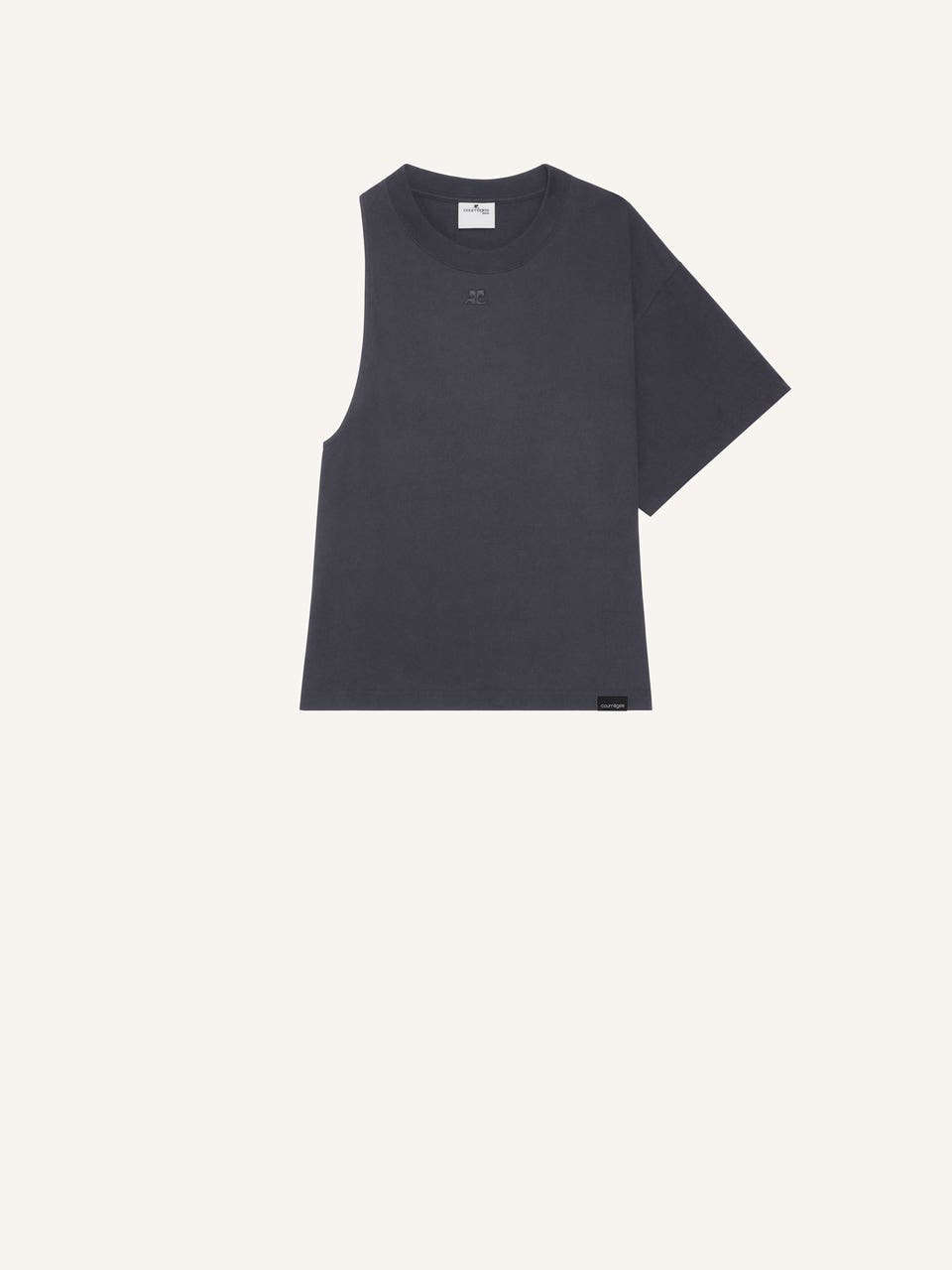 courrèges T-SHIRT SCUBA ASYMÉTRIQUE STONEWASHED