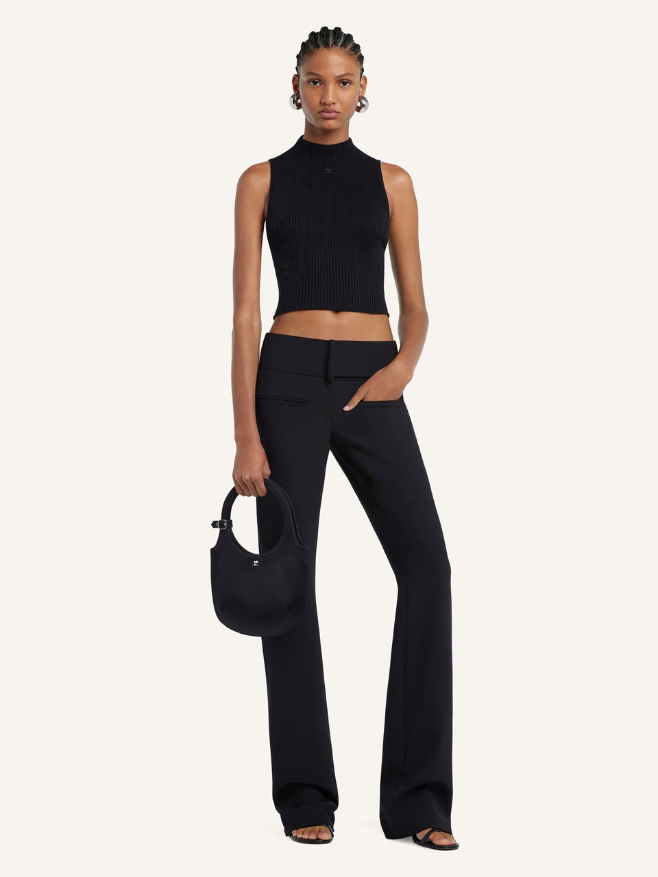 Courrèges TOP COURT COL MONTANT EN MAILLE