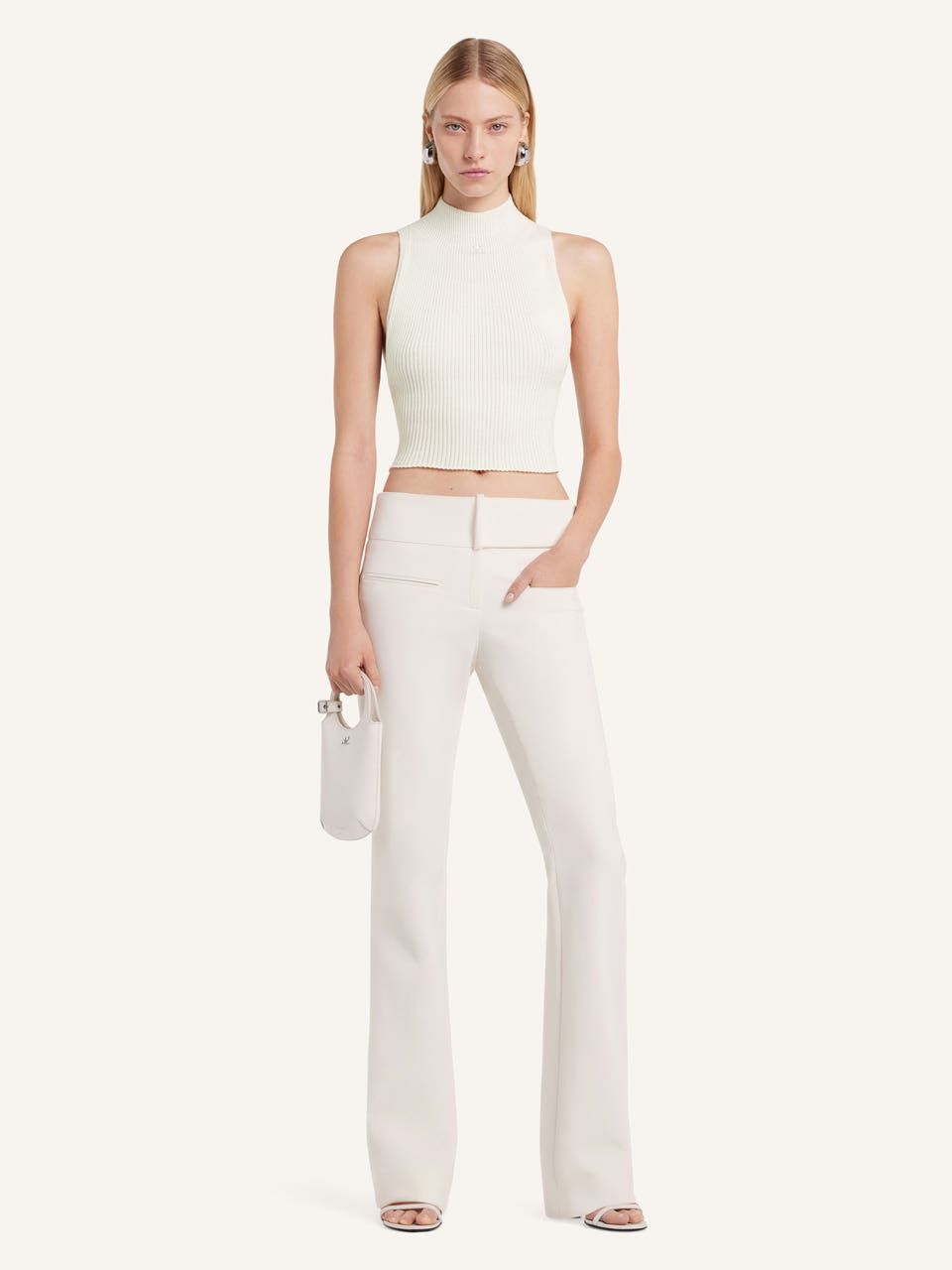 Courrèges TOP COURT COL MONTANT EN MAILLE