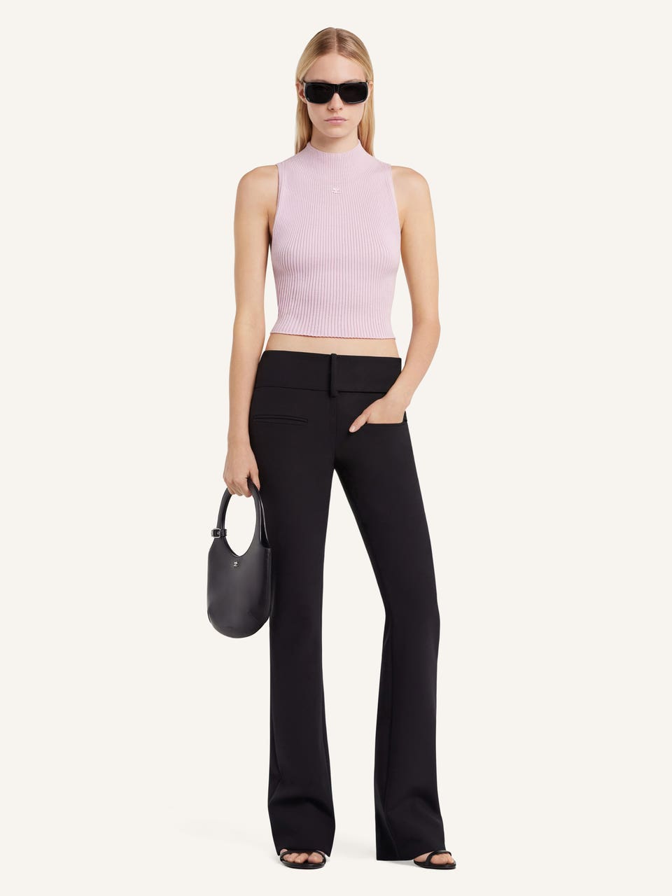 Courrèges TOP COURT COL MONTANT EN MAILLE