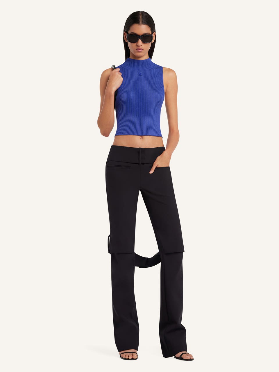 Courrèges TOP COURT COL MONTANT EN MAILLE