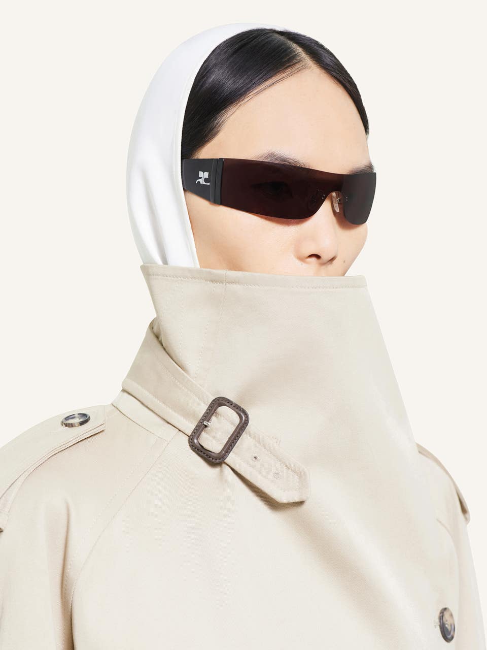 Courrèges TRENCH COAT LONG OBLIQUE