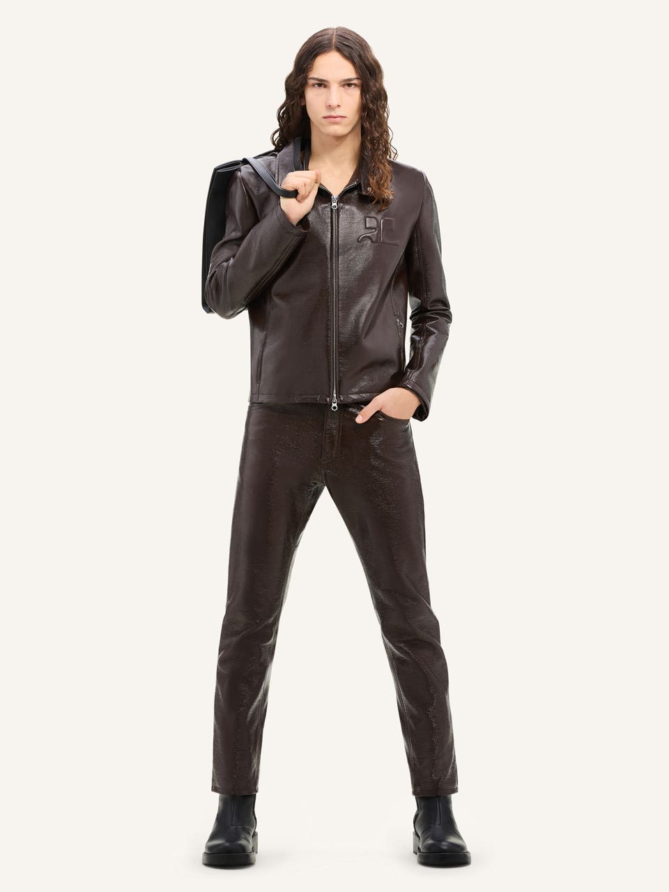 Courrèges VESTE BIKER ZIPPÉE EN VINYLE