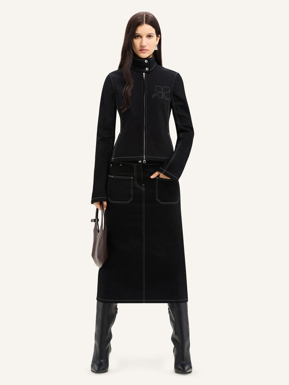 Courrèges VESTE ICONIQUE EN DENIM SURPIQUÉ