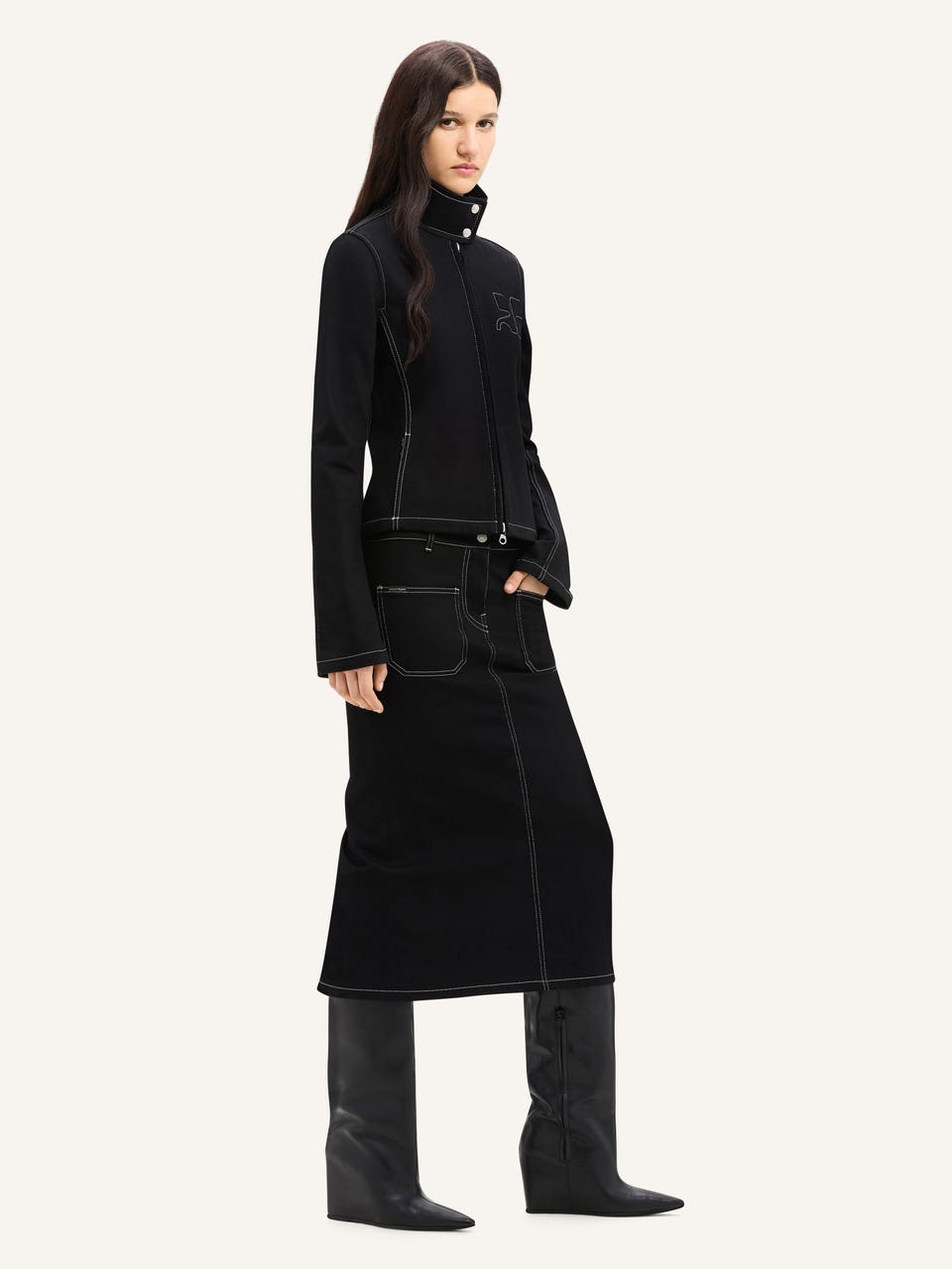 Courrèges VESTE ICONIQUE EN DENIM SURPIQUÉ