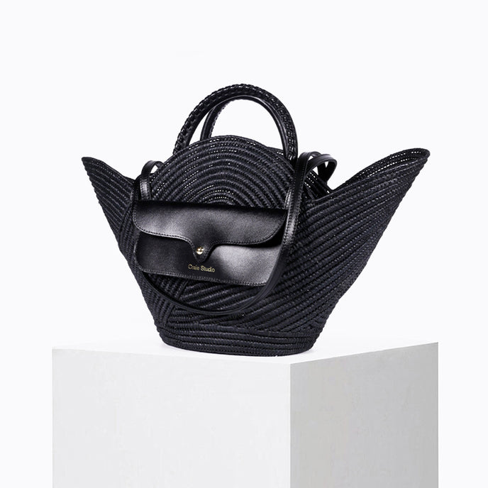 Craie Panier Pétale Raphia Noir