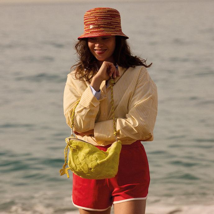 Craie Pochette Maxi Sable éponge Feuilles Fauve