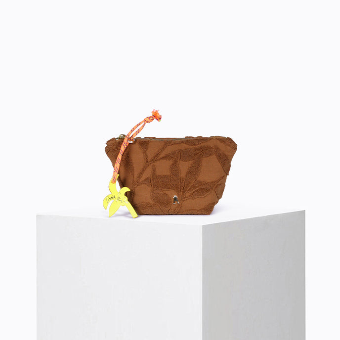 craie Pochette Mini Sable éponge Feuilles Fauve