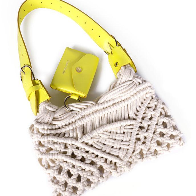 Craie Sac Cream Macramé Jaune & Naturel