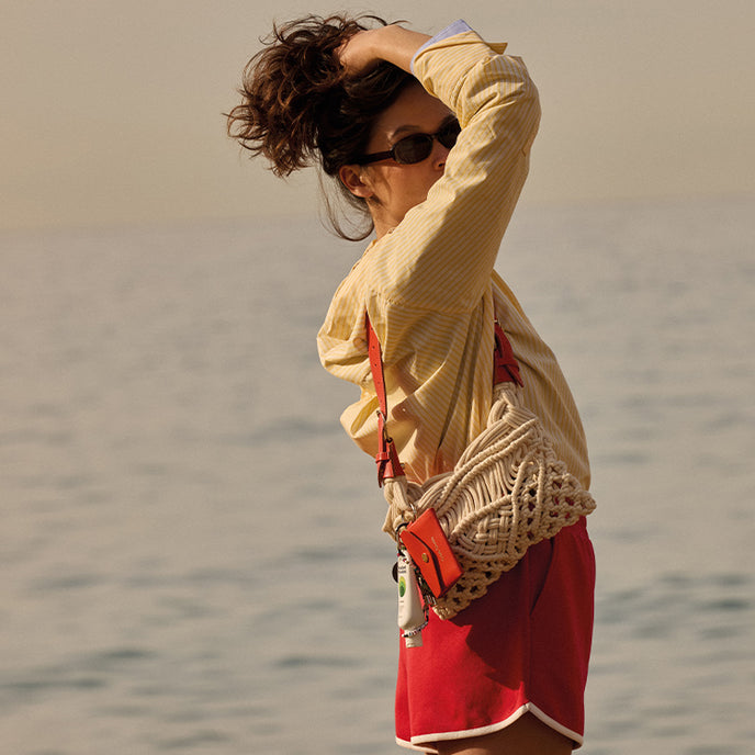 Craie Sac Cream Macramé Rouge & Naturel