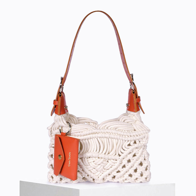 craie Sac Cream macramé Rouge & Naturel