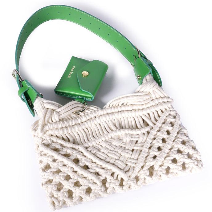 Craie Sac Cream Macramé Vert & Naturel