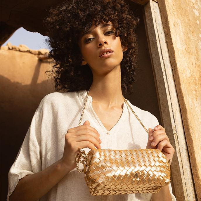 Craie Sac Nuage Tressé Or