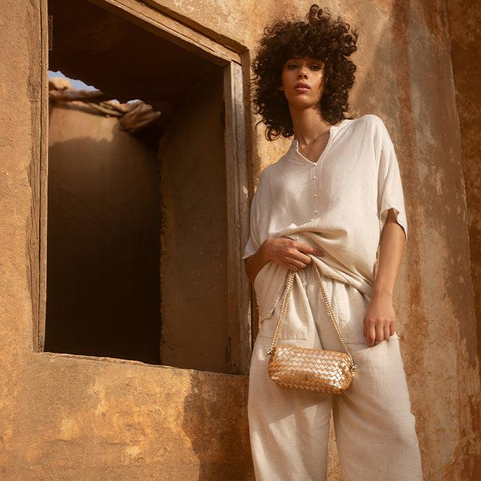 Craie Sac Nuage Tressé Or