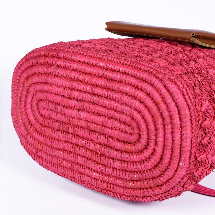 Craie Sac Polochon Raphia Fushia