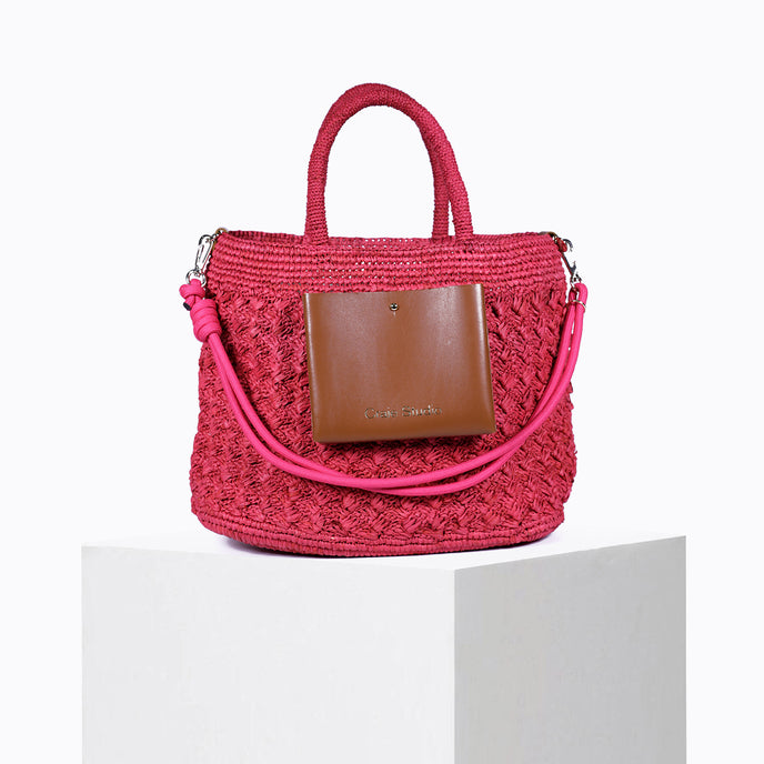 craie Sac Polochon Raphia Fushia