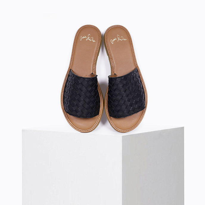 craie Sandales Clic Tressé Noir