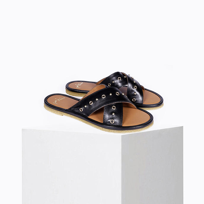 Craie Sandales Infiniti Noir Oeillets