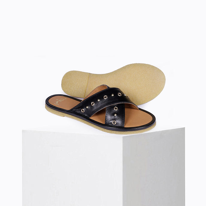 Craie Sandales Infiniti Noir Oeillets