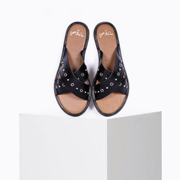 craie Sandales Infiniti Noir Oeillets