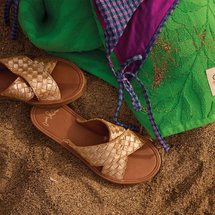 Craie Sandales Infiniti Tressé Or