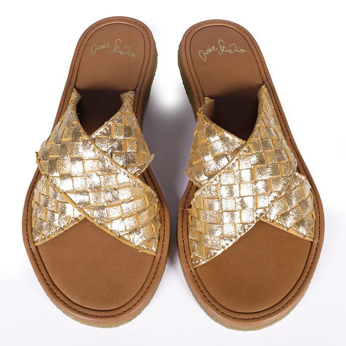 Craie Sandales Infiniti Tressé Or