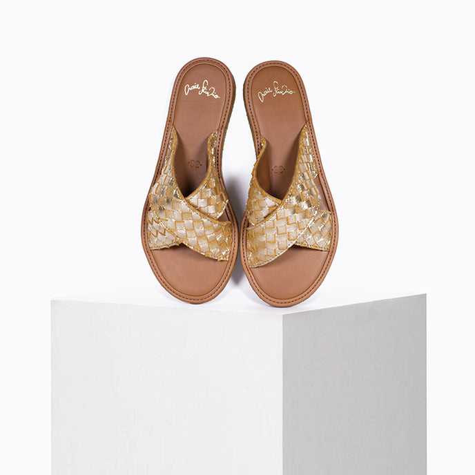 craie Sandales Infiniti Tressé Or