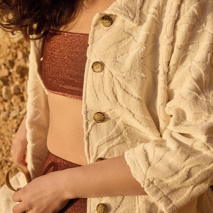 Craie Veste Guada éponge Feuilles Ecru