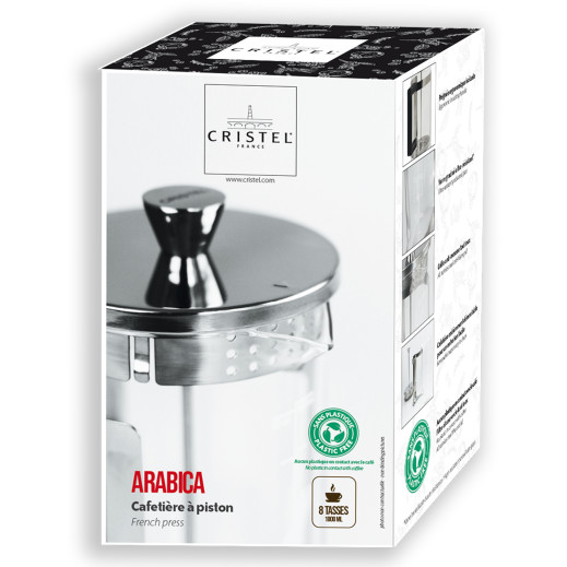 Cristel Cafetière à Piston Simple Paroi Arabica Verre Transparent Cafetières