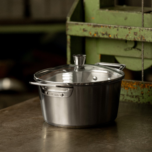 Cristel Couvercle En Verre Bombé Bouton Inox 1826