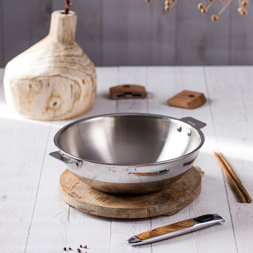 Cristel Wok Inox à Poignée Amovible Casteline