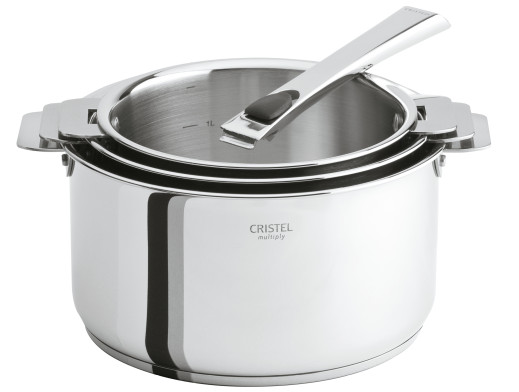 Cristel Série De Trois Casseroles Casteline + Poignée Casteline Inox Casteline