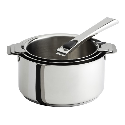 Cristel Set De 3 Casseroles Inox + 1 Poignée Amovible Inox Mutine